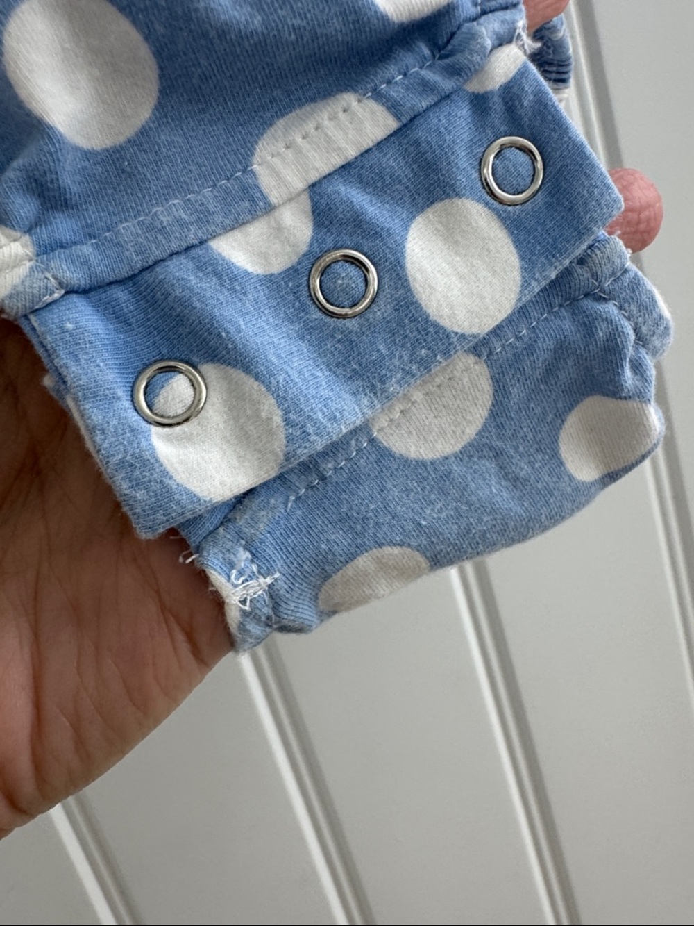 Baby Polka Dot Collared One-Piece Bodysuit - Blue & Black - Picture 3 of 4